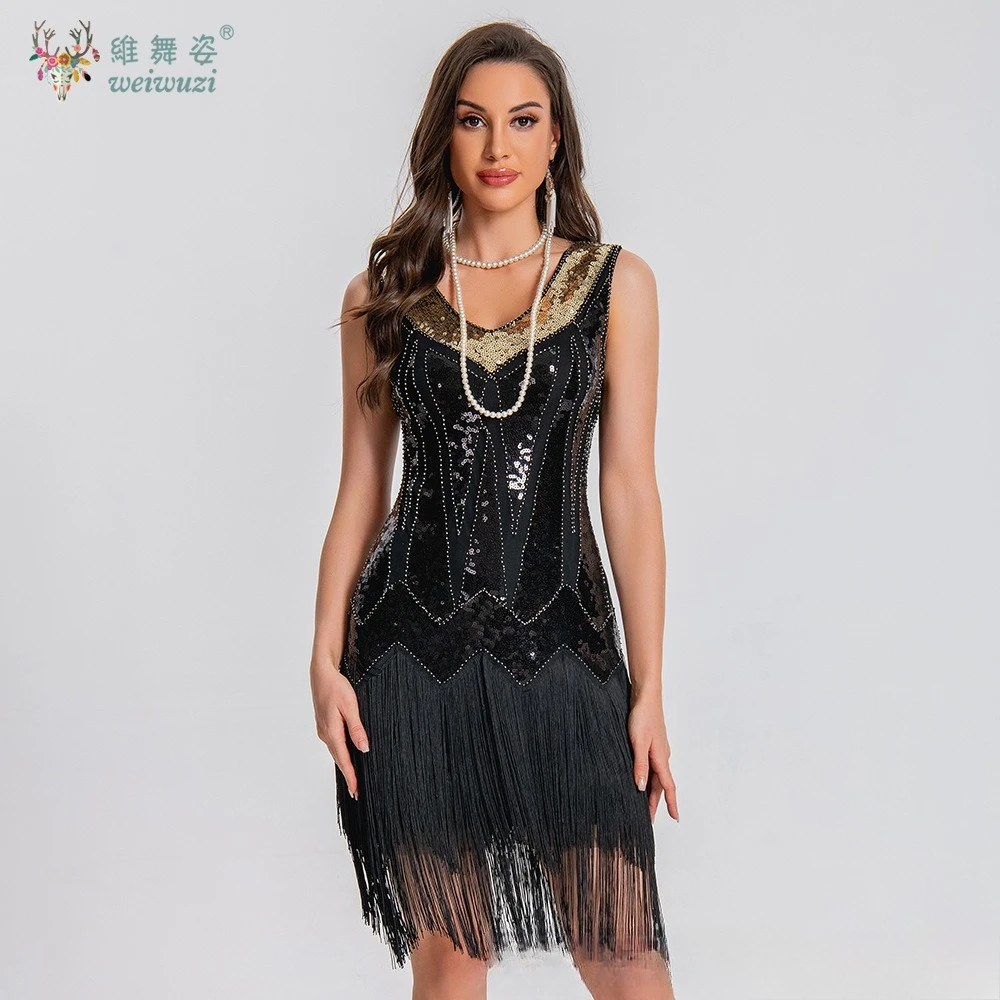 Summer for Women Clothing Fashion V-Neck  Vestidos Beaded Dress Sequin Fringe Cocktail Prom Party Luxury Bling evening dresses