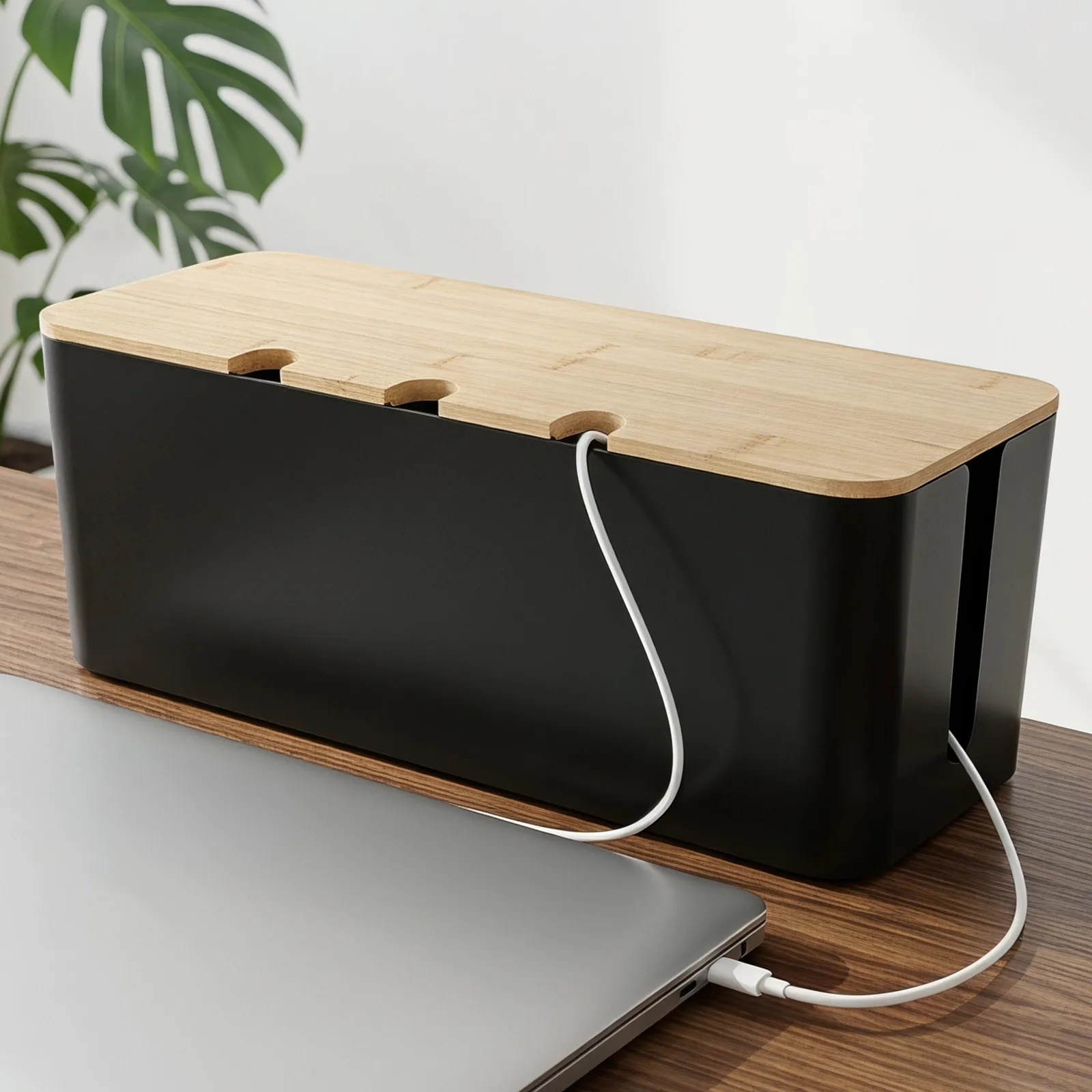 Cable Storage Box with Power Strip Organizer Large Capacity Wire Management for Home Desk Office Clean Solution