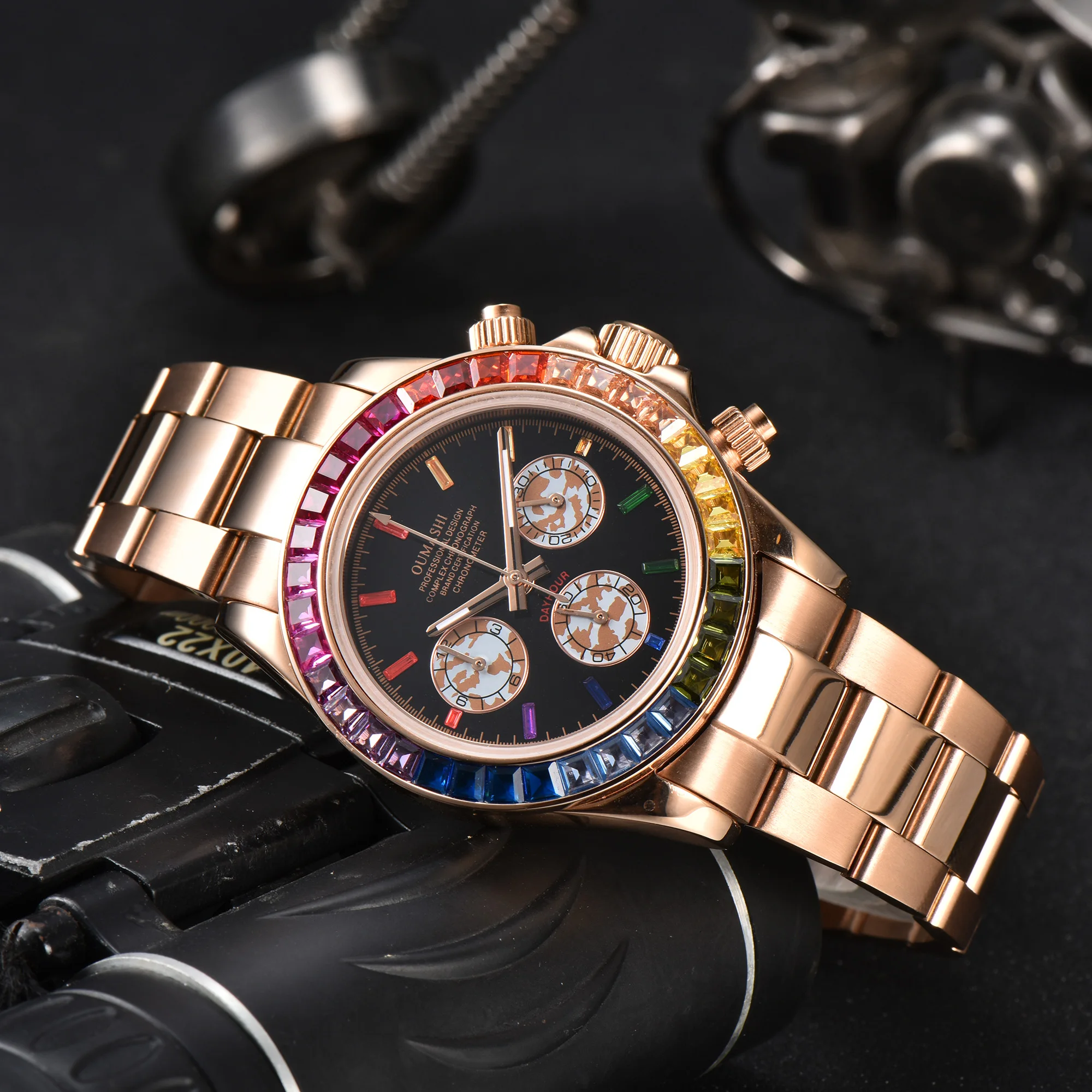 ساعة كرونوغراف VK63 للرجال من زجاج الياقوت المقاوم للصدأ مقاومة للماء حافظة صلبة مضيئة ساعة رياضية للرجال