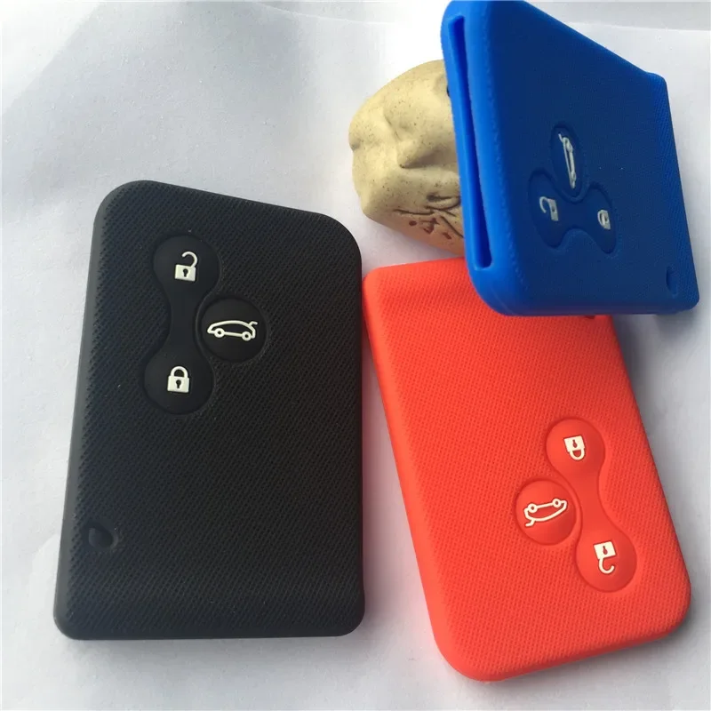 Silicone Car Key Card Shell Case Cover for Renault Stage 2 Meghan 2 FNR-Om Tula Region Clio Megane Grand Scenic 3 Button Car Key