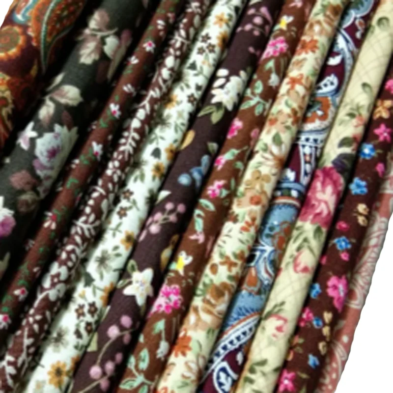 ROYAL DIY 100%COTTON 12 design mix brown flower rose feather fabric patchwork textile 23CM x 24CM High quality