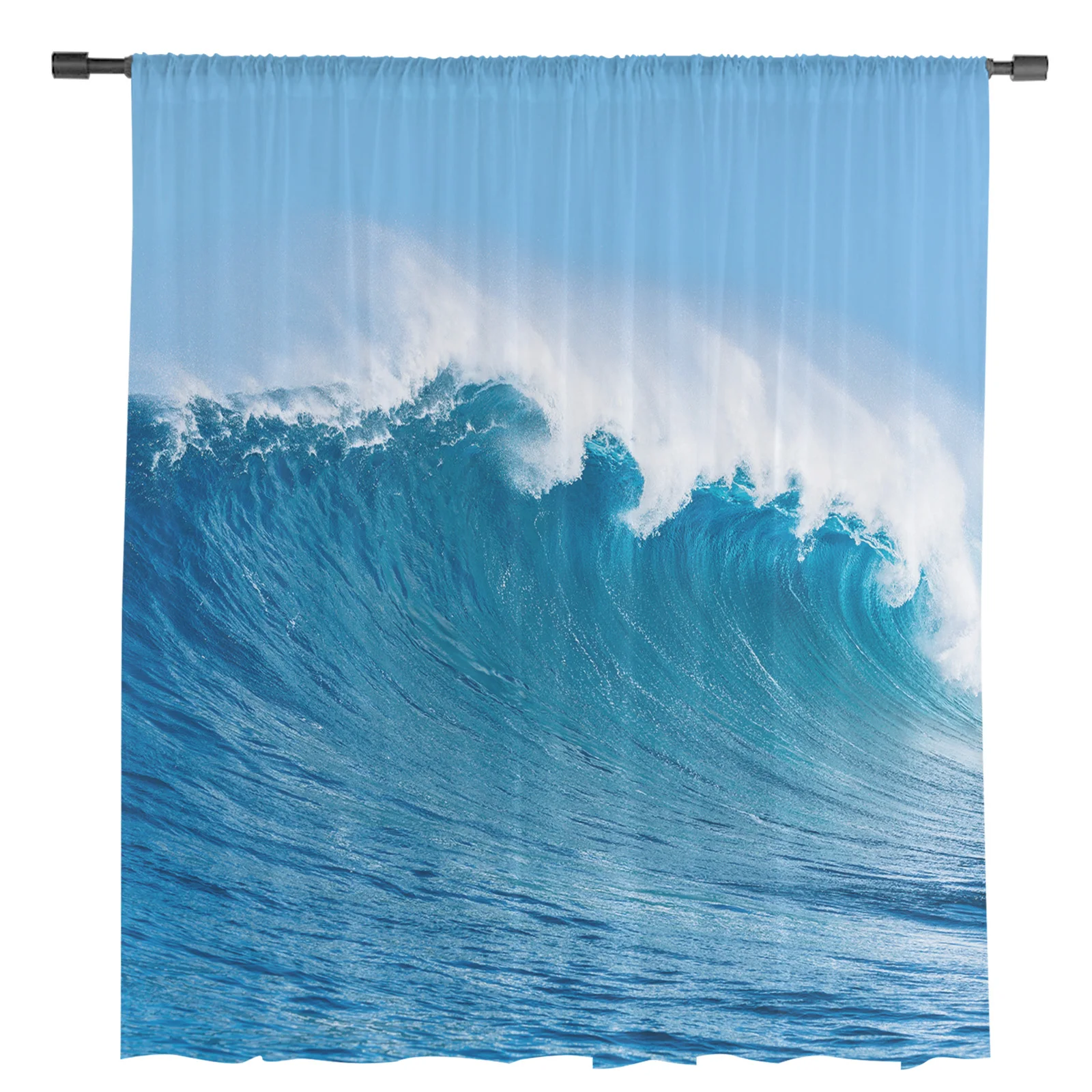 Sea Wave Surfing Summer Hawaii Tulle Sheer Curtains for Living Room Bedroom the Room Kitchen Voile Organza Decoration Curtains