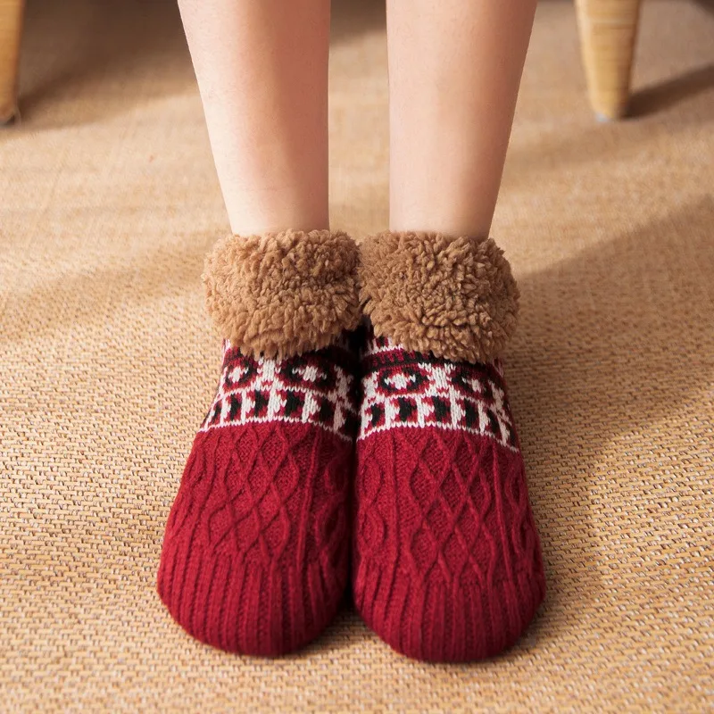 Thermal Women Mens Floor Socks Winter Warm Short Cotton Thickened Home Sleeping Soft Non Slip Grip Fuzzy Floor Socks 2024