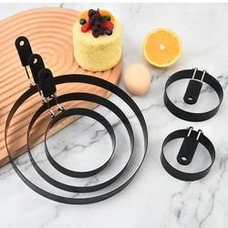 Professional Egg Rings Pancake Mold Set Set Stainless Steel Fried Egg Ring Griddle Pancake Shapers with Silicone Handle