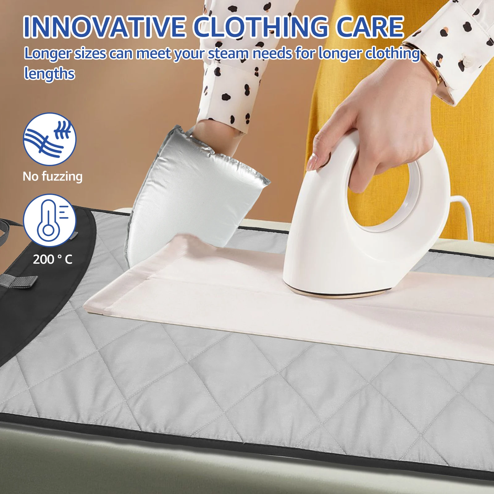 New Portable Ironing Mat Over The Door Press Pad with Steamer Glove Foldable Heat-resistant Clothes Steamer Pad for Home Travel