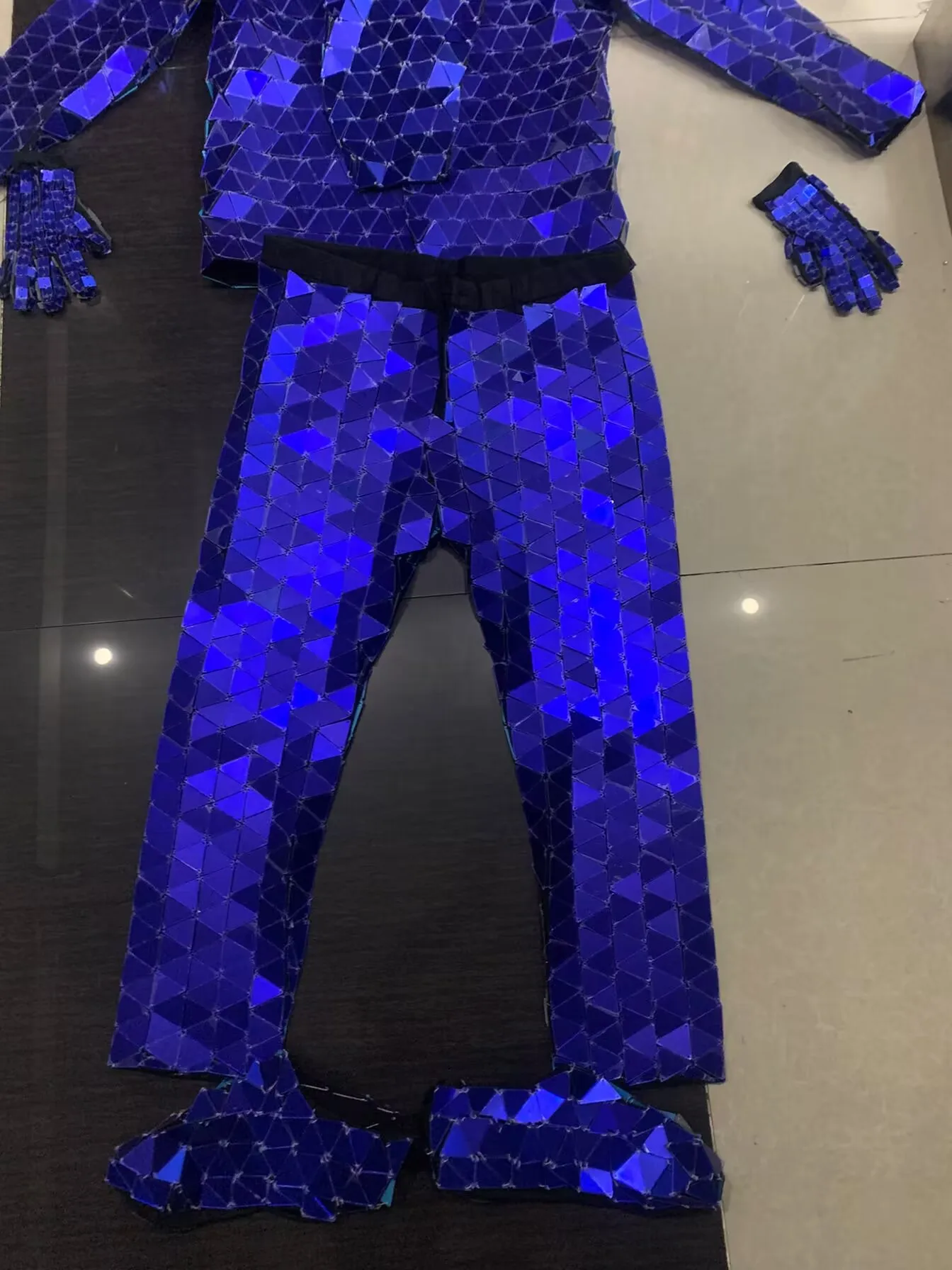 Blue mirrors Men Dancer costumes silver mirror costume stage show robot dance suits party halloween laser dance