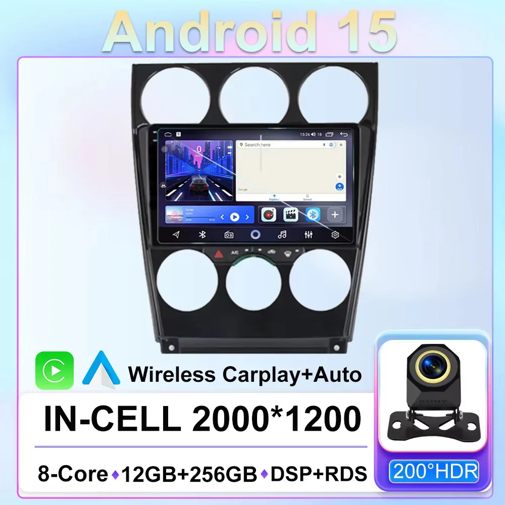 

Автомобиль для Mazda 6 2002-2008 Android 14 авто радио стерео мультимедийный плеер GPS-навигация Carplay головное устройство 5G WIFI BT GLAD 2 Din