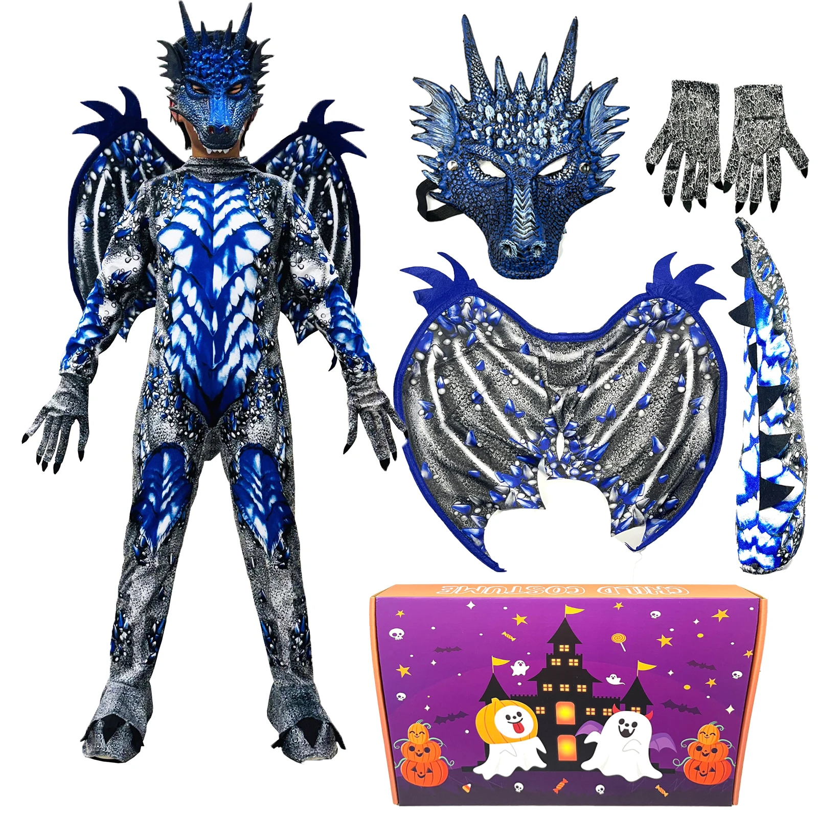 Halloween costume Dragon for boys, Carnival dragon costume for kids, costume for boys birthday, boys dragon-theme cosplay party