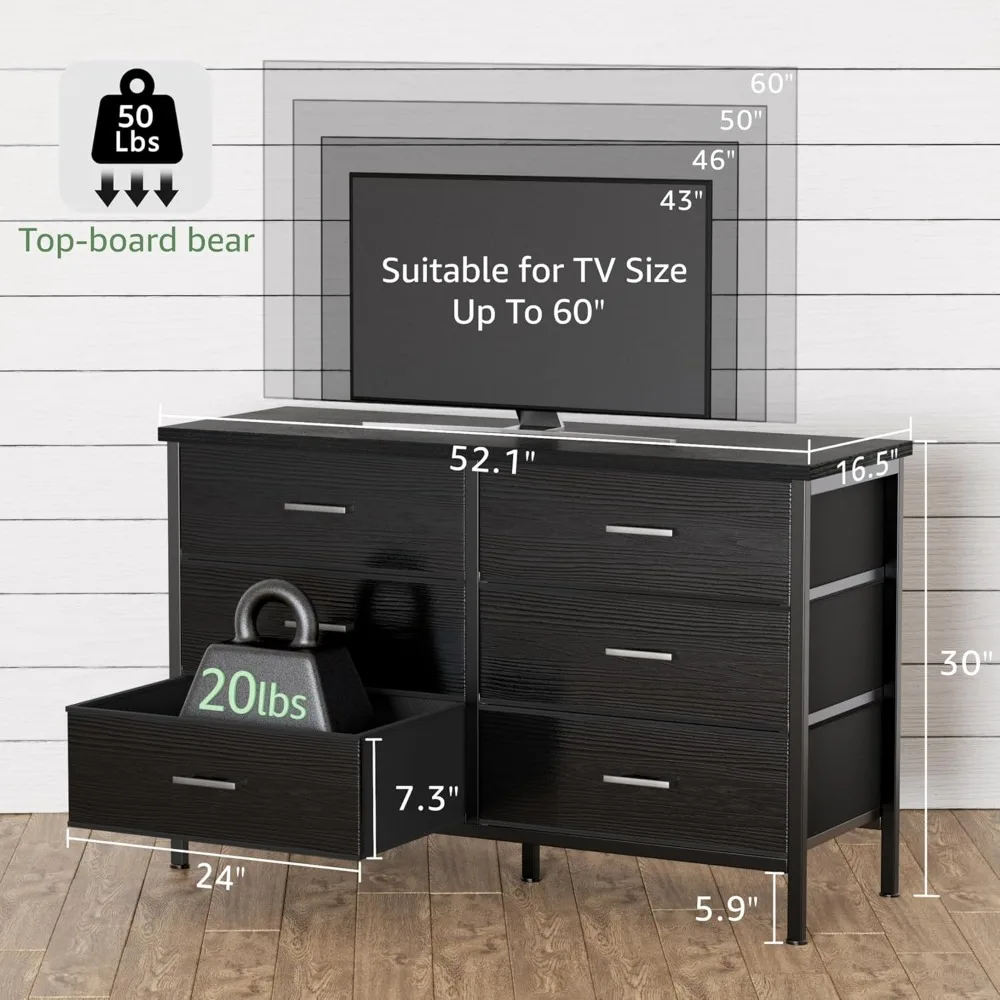 خزانة ملابس سوداء كبيرة لغرفة النوم 6 أدراج، وخزائن قماش واسعة وصناديق ذات أدراج حديثة