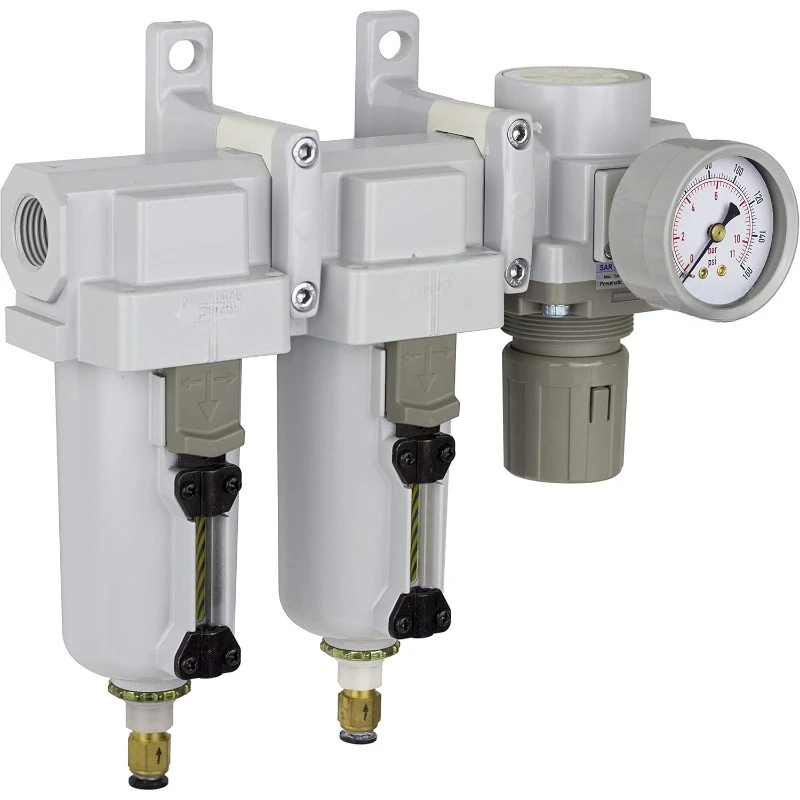 SAU430-N04DG-MEP Three Coalescing Filter, Air Pressure Regulator Combo 1/2