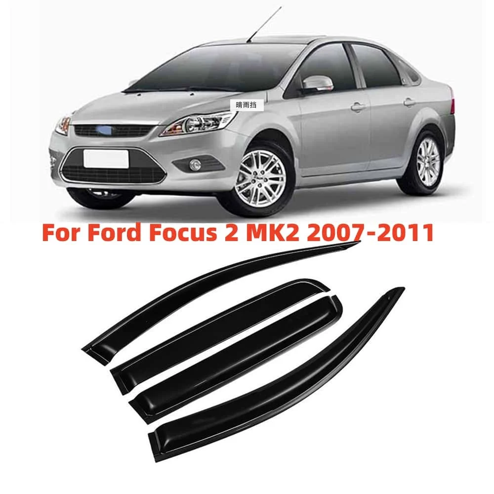 For Ford Focus 2 MK2 2007-2011 Hatchbadk / Sedan Cars Accessories Window Visors Rain Sun Guard Vent Wind Deflector Moulding Trim