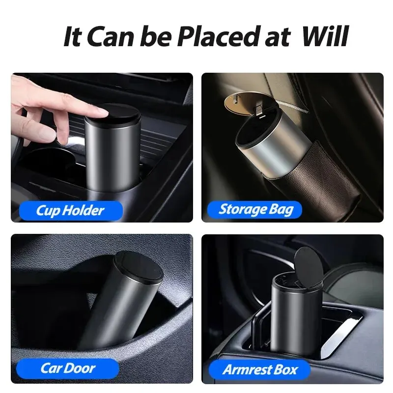 Baseus Car Trash Can Ashtray Dust Case Storage Box Alloy Organizer Car Vehicle Garbage Bin Car Auto Interior Accessories