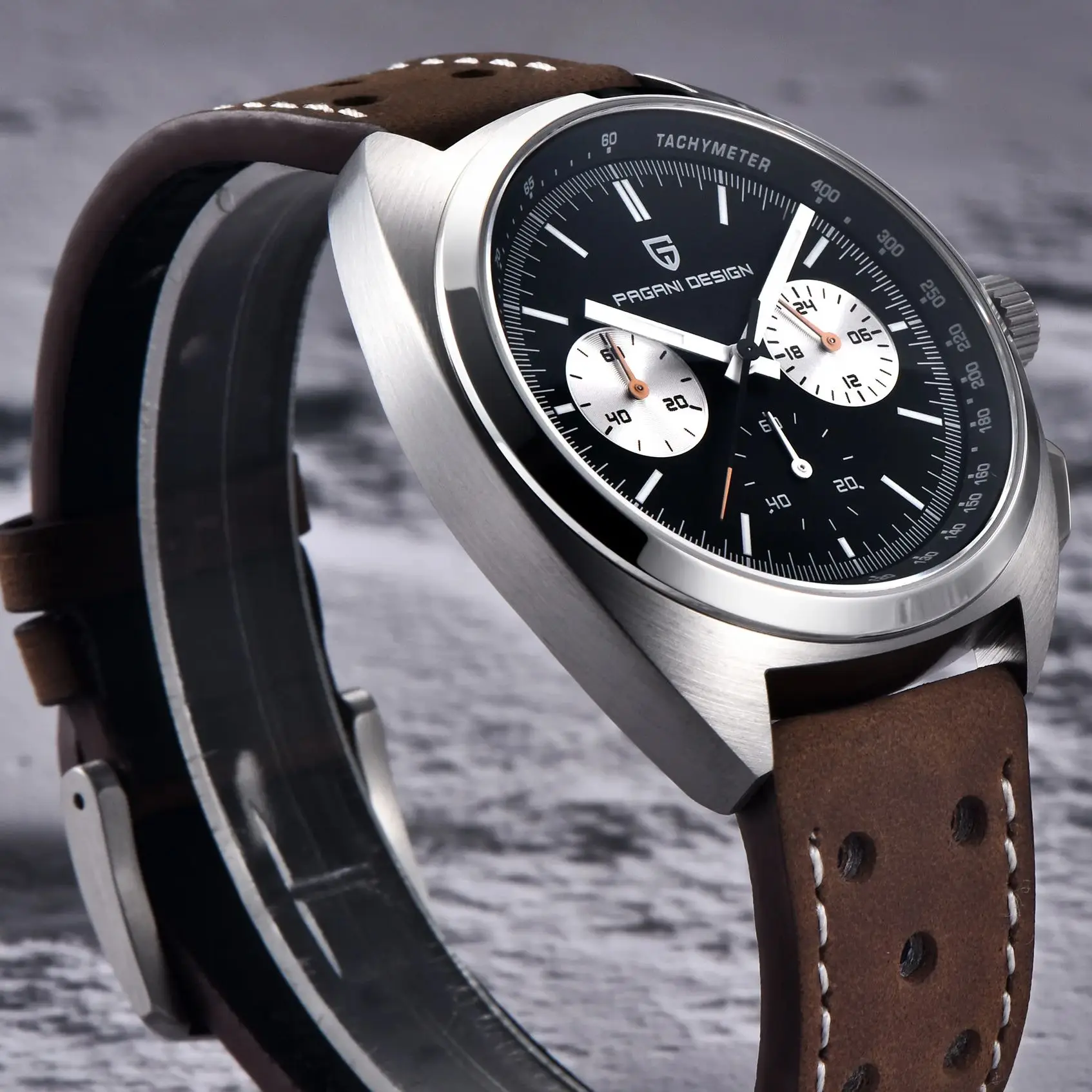 PAGANI DESIGN ساعات رجالية ريترو الباندا الهاتفي ساعة كوارتز الرجال اليابان VK63 كرونوغراف الياقوت الزجاج ساعة معصم الرجال 2024 جديد #2