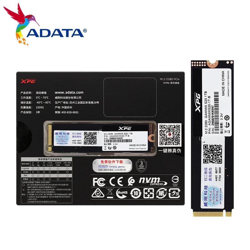 Imagem -06 - Adata-xpg Gammix S20 Disco de Armazenamento Interno 256gb 512gb 1tb Nvme m2 Ple Gen3x4 Solid State Drive M.2 2280 Ssd 100 Original