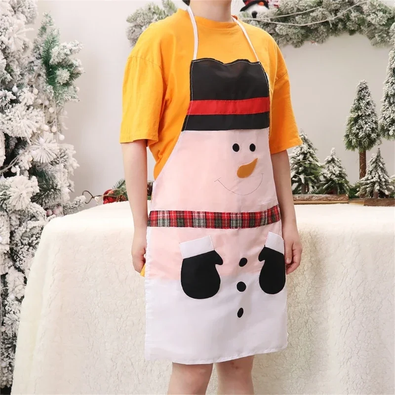 Adults Funny Christmas Apron Cartoon Snowman Pattern Festival Party Baking Cooking Clothes for Women Men Gifts