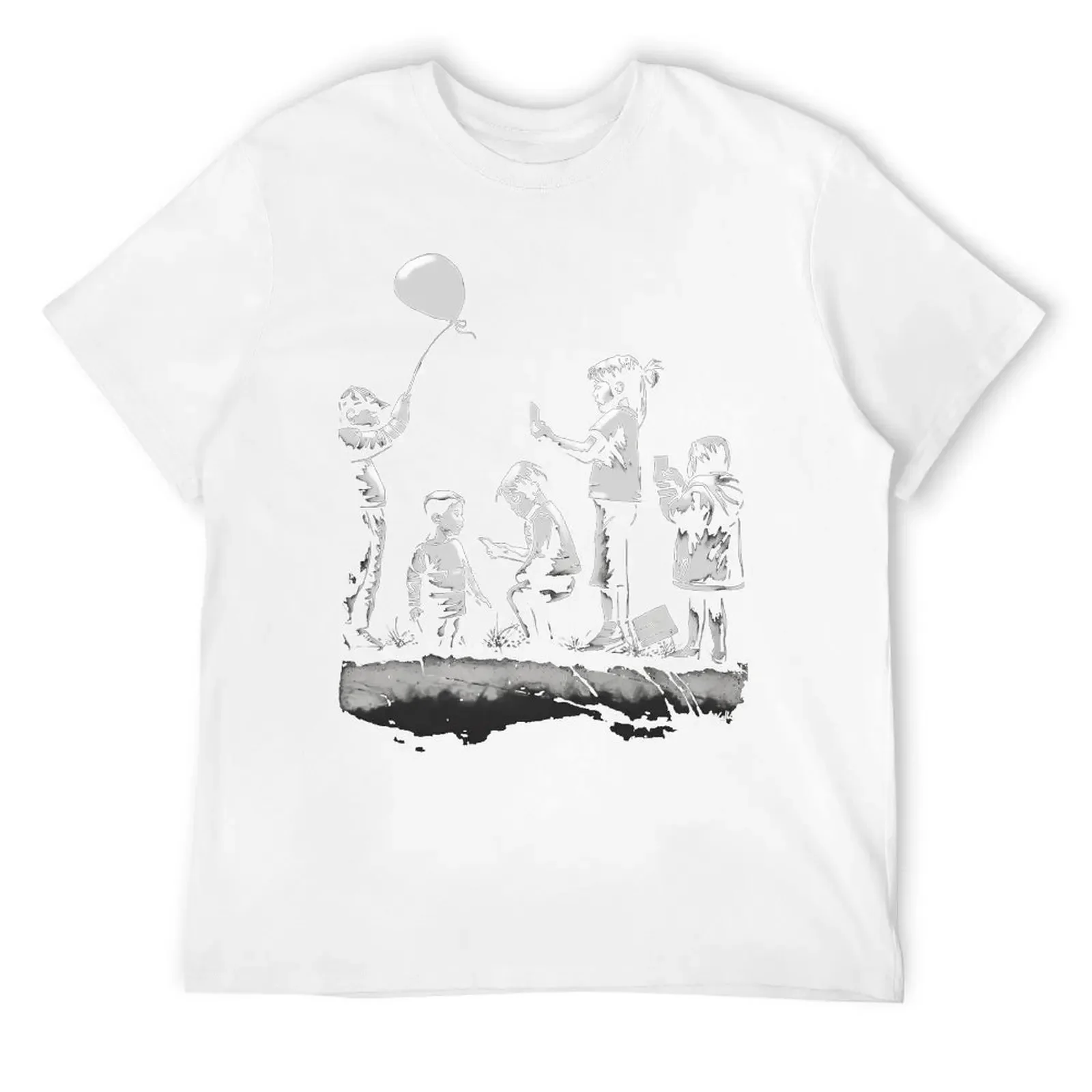 Connected Childhood Banksy Style Art Classic T Crewneck T-shirt Sports Tees Funny Graphic Humor Fitness Eur Size