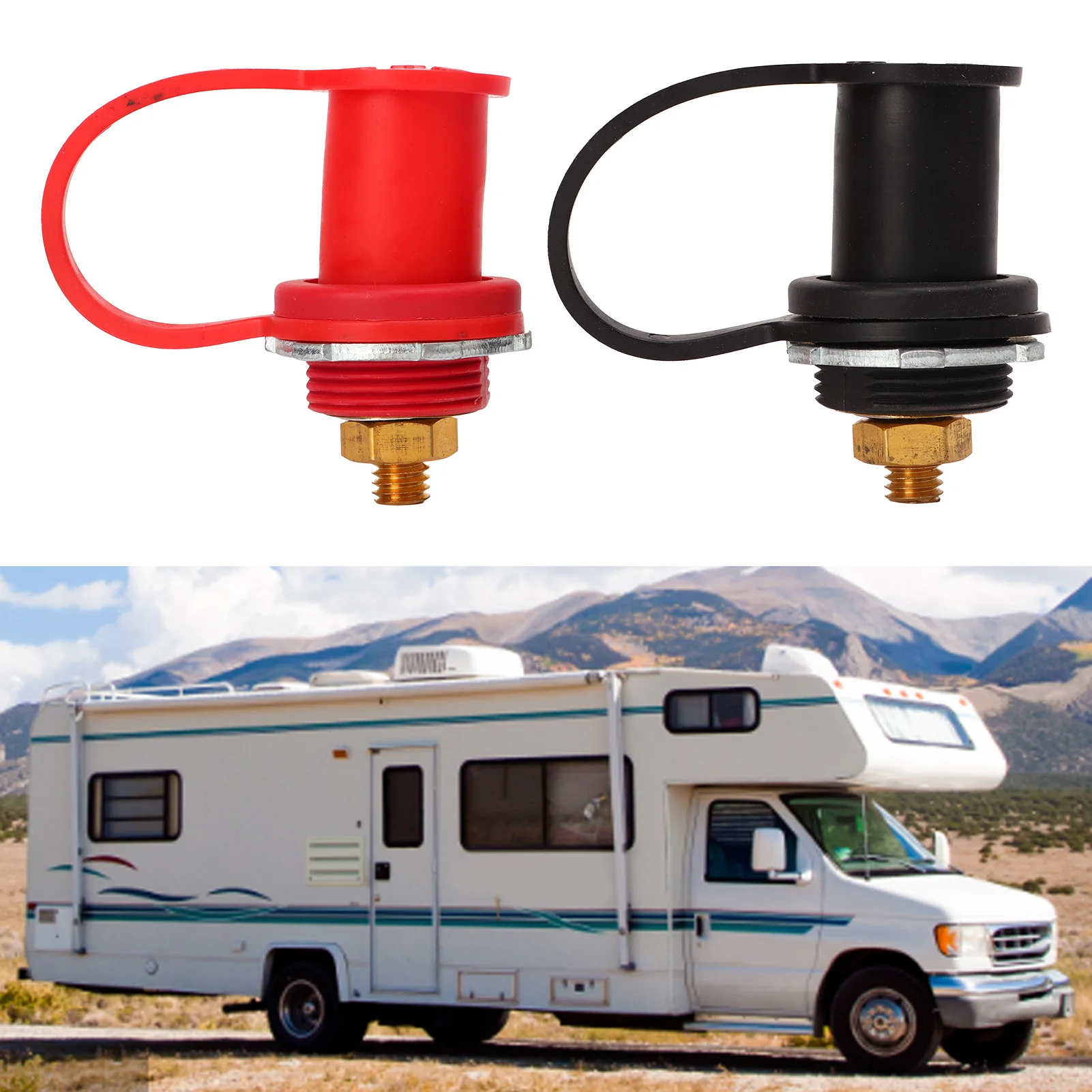 

Пара клемм для аккумулятора через панель, 250А, красно-черные, с резьбой 3/8 дюйма, для автомобиля, лодки, автофургона