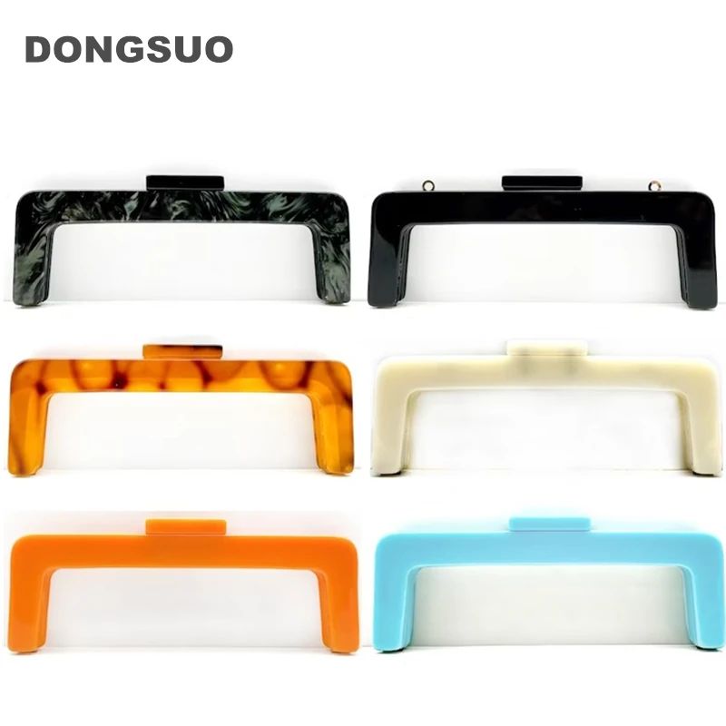 Resin Purse frame Acrylic handle sewing frame kiss Clasp with screws DIY handbag accessories parts Tortoise black