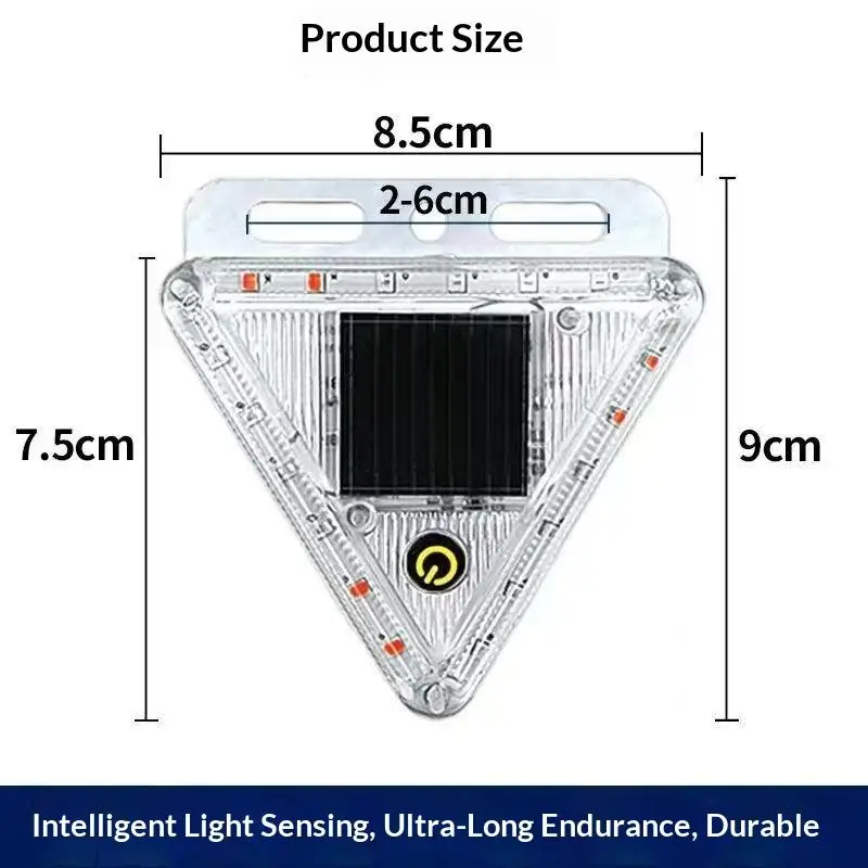 Solar LED Triangle Warning Light Weather Resistant Flashing Safety Light for Car Roadside Night Emergency Alert