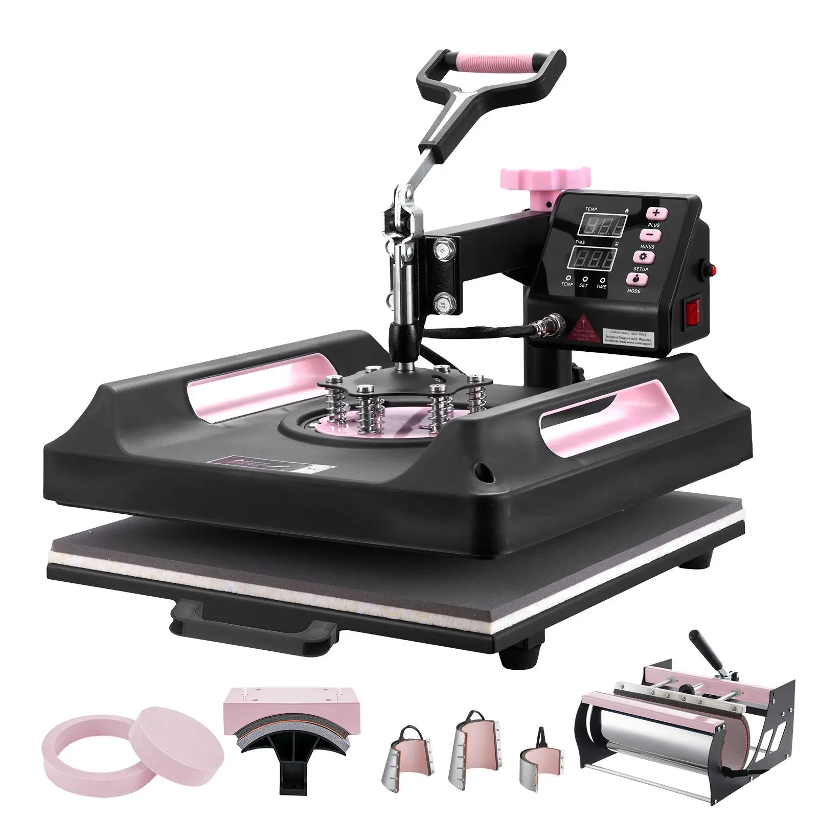 Heat Press Machine, 15 x 15 inch, 8 in 1 Heat Transfer Machine with 30 oz Tumbler Press, 360° Swing Away Digital T-Shirt Pressin
