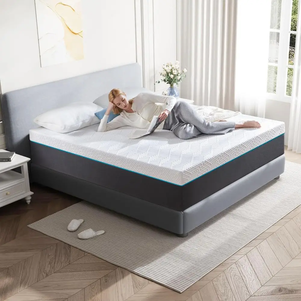 مرتبة إسفنجية ميموري فوم متوسطة الحجم مقاس 10 بوصة - تخفيف الضغط، نوم بارد، راحة مسامية، إعداد سهل (54 وات × 75 لتر) #6