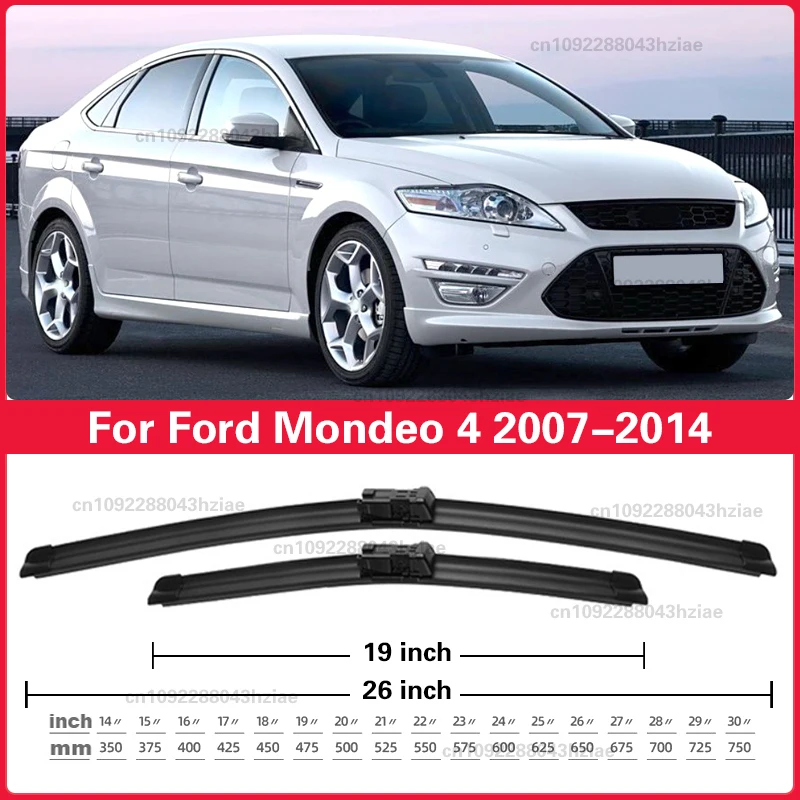 

For Ford Mondeo 4 2007-2014 2008 2009 2010 2011 2012 2013 Wiper Front Wiper Blades Windshield Windscreen Window Brush 26"+19"