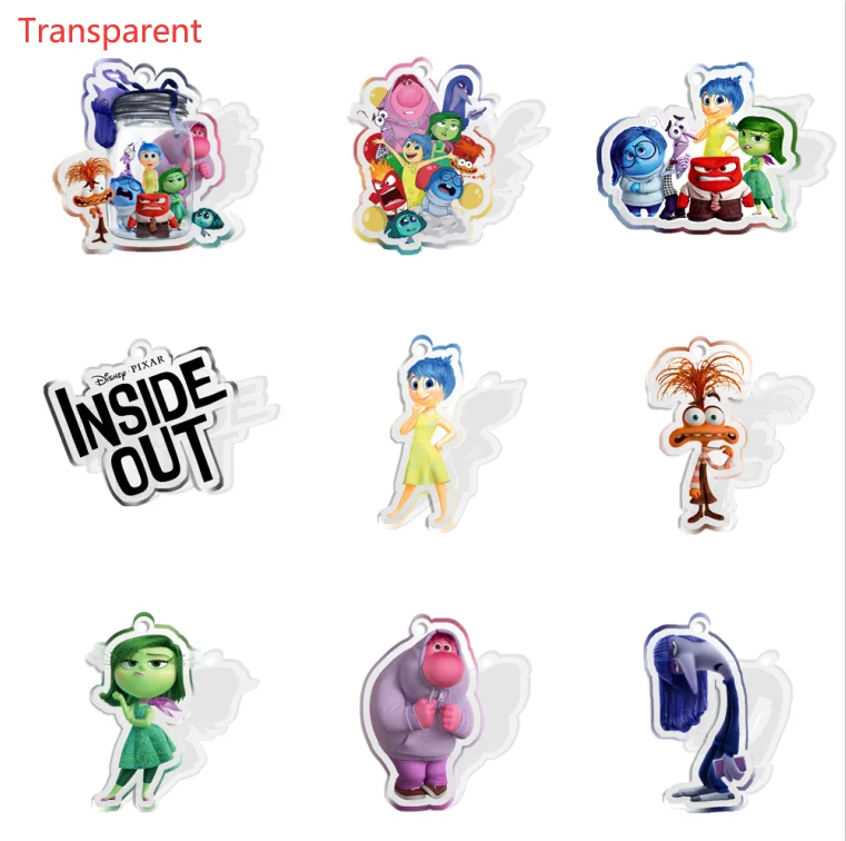 

10 Pcs/Lot Disney Inside Out Movie Planar White Transparent Glitter Resin Cabochon Charms For DIY Craft Supplies With Hole