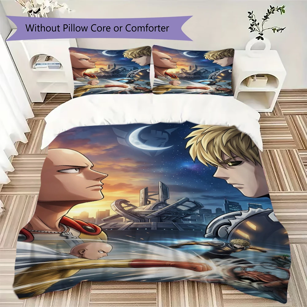 Anime Themed One-Punch Man Pillowcase & Duvet Cover Set Patterned Bedding Decor Ideal Gift for Anime Lovers.-Xin