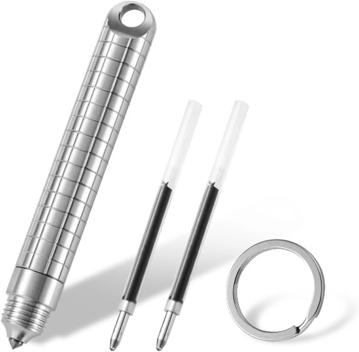 

Мини-шариковая ручка Hamans Titanium EDC, карманная, 2,87 дюйма, легкая, компактная, для повседневного использования (серебристая)