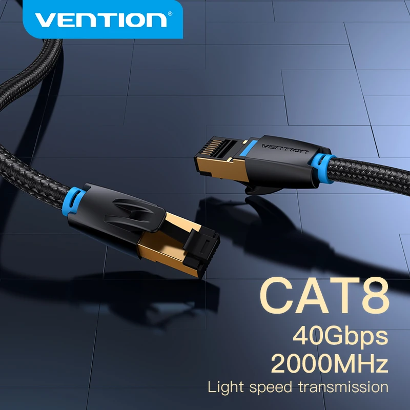 Vention Cat8 Ethernet Cable SFTP 40Gbps 2000MHz Cat 8 RJ45 Network Lan Patch Cord for Router Modem Internet RJ 45 Ethernet Cable