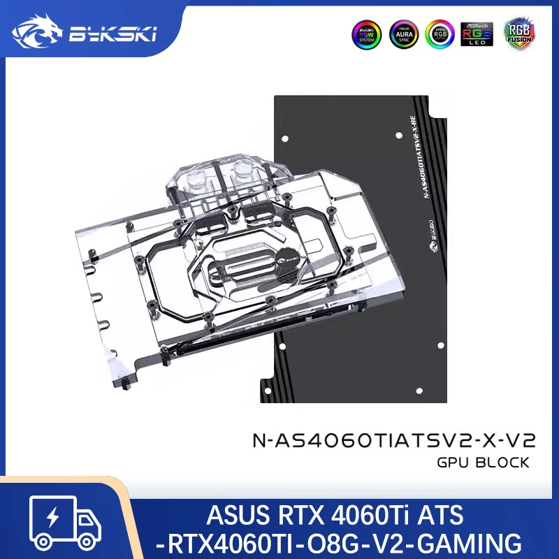 

Bykski GPU Water Block for ASUS RTX 4060Ti ATS RTX4060TI O8G V2 GAMING , Video Card Water Cooling / Full Cover Radiator