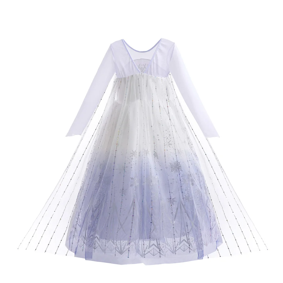 Elsa White Princess Dress Girls Cosplay Carnival Outfits Sequin Tulle Frock Kids Fantasy Party Costume Halloween Disguise Sets