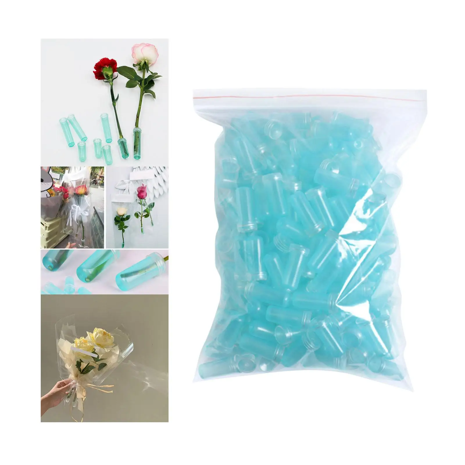 小さな花用チューブ、再利用可能なフラワーバイアル、バラ1本用のプラスチック製ステムホルダー（まとめ買い）