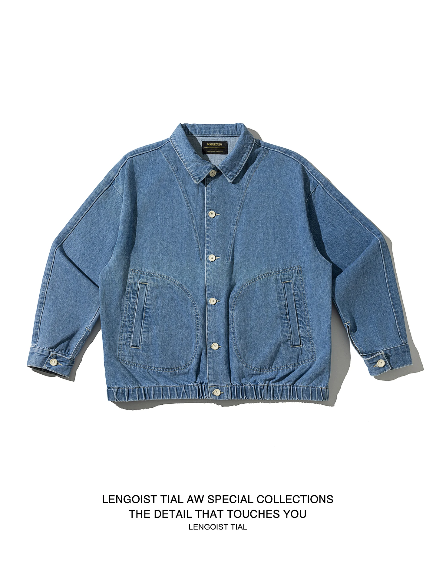 

Loose Men's Denim Jaet Blue Insert ket Retro Sle Outerwear Youth Faion Casual Long Sve Collar Button up Jaet