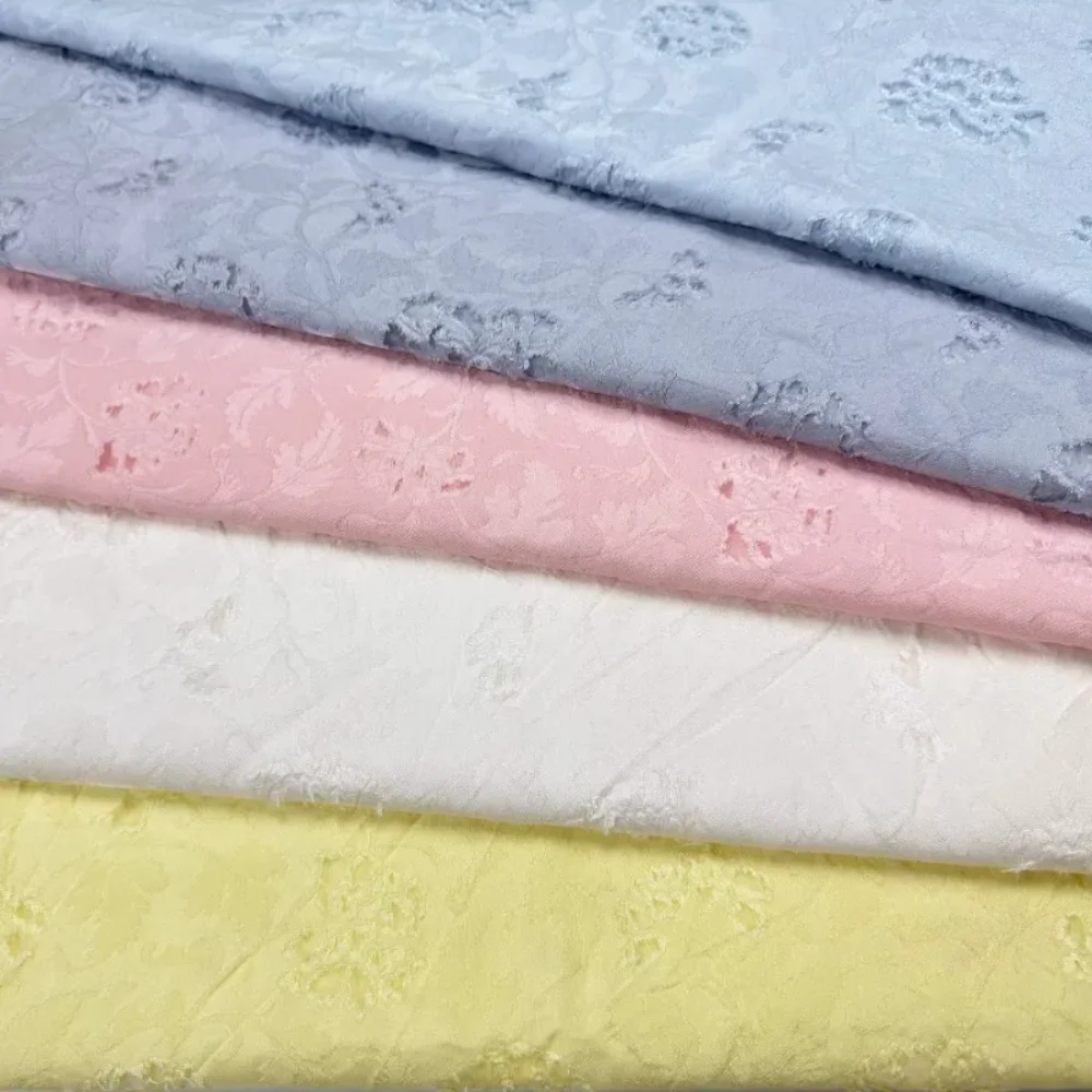 

Thin Solid Color Rose Jacquard Fabric Breathable Skin Friendly Dress Floral Cut Shirt Women's Clothing Cloth for Diy Sewing