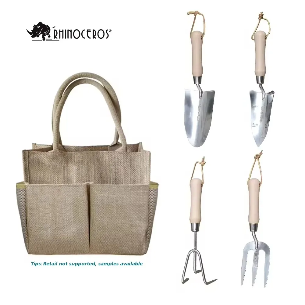 

STLF Hot Sell Horticultural Tools Wheat Straw Garden Tools Gift Set With Garden Bag