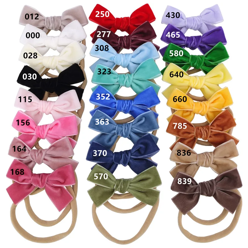 120pc/lot Cute Girls Velvet Hair Bow on Skinny Nylon Headband Baby Girl Velvet Hair Clips Kids Barrettes Hair Accessories Bulk