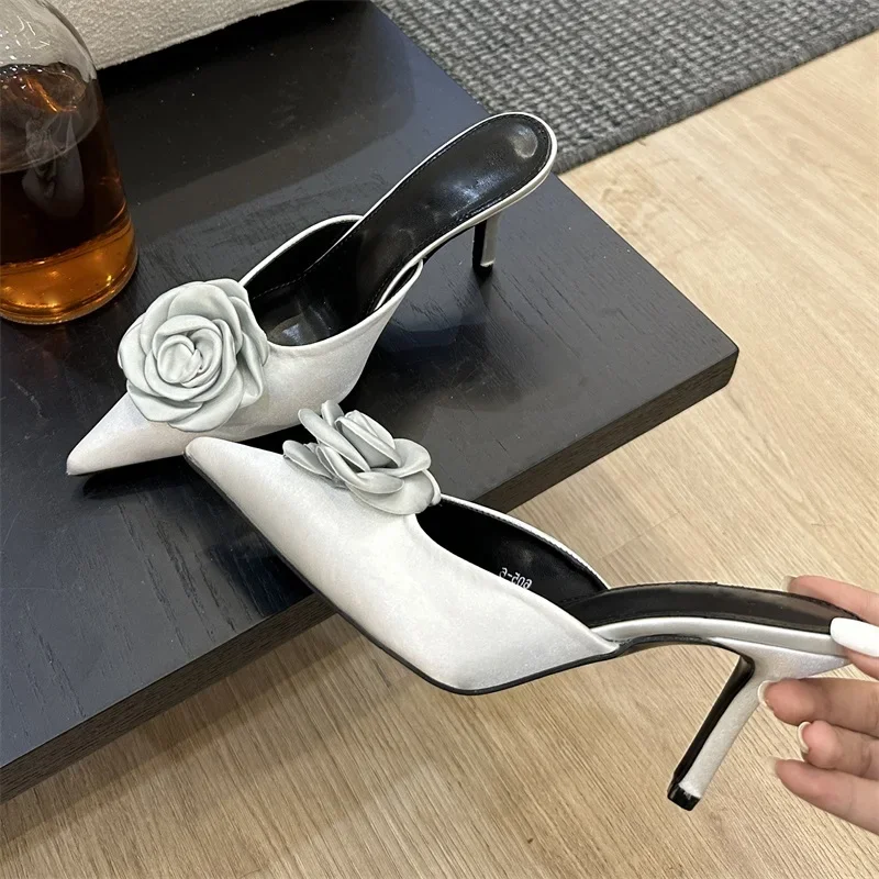 

Eilyken Designer Flower Pointed Toe Women Pumps Slippers Fashion Thin Low Heels Mule Slide Ladies Shoes Zapatillas De Mujer