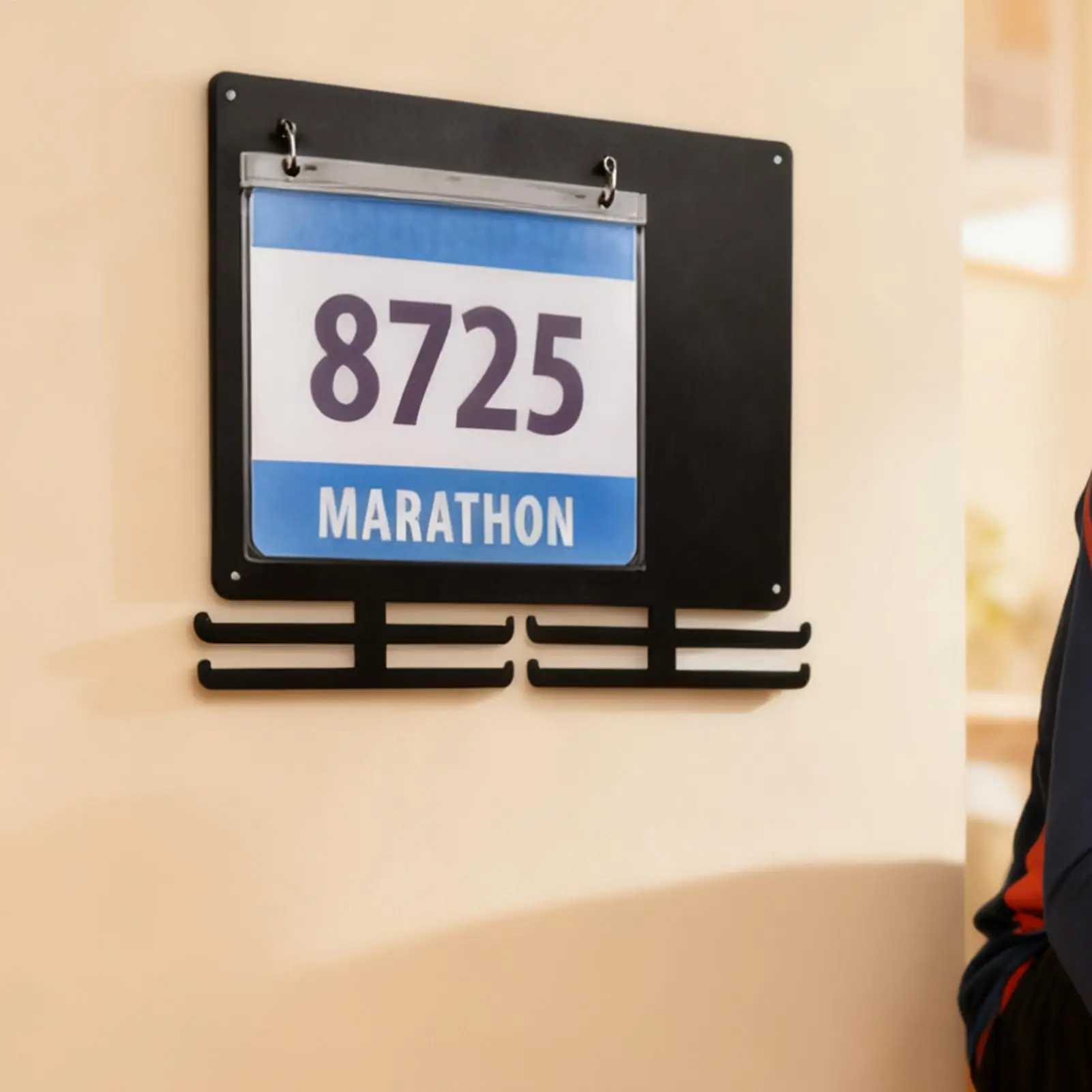 

Race Bib Holder Wall Mounted Hanger Rack With Chalkboard Running Bib Holder Display For Living Room Home Indoor Apartment