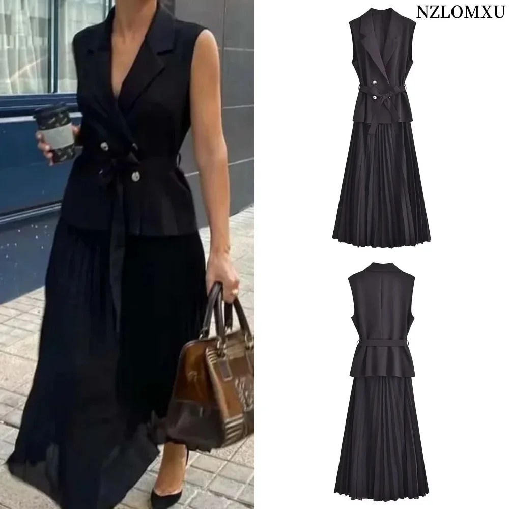 Corset Dress Women Pleated Vests Long Dresses for Women 2024 Sleeveless Office Party Dress Ruched Midi Evening Dresses