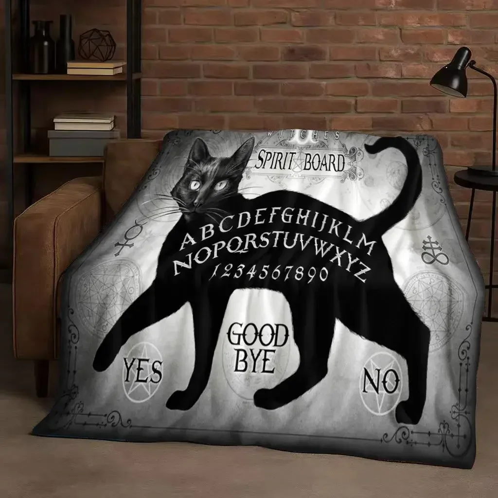 3D Retro Witch Spirit Ouija Board Flannel Blanket,Ultra Soft Warm Plush Throw for Home Bedroom Bed Sofa Cover Kids Gift Picnic