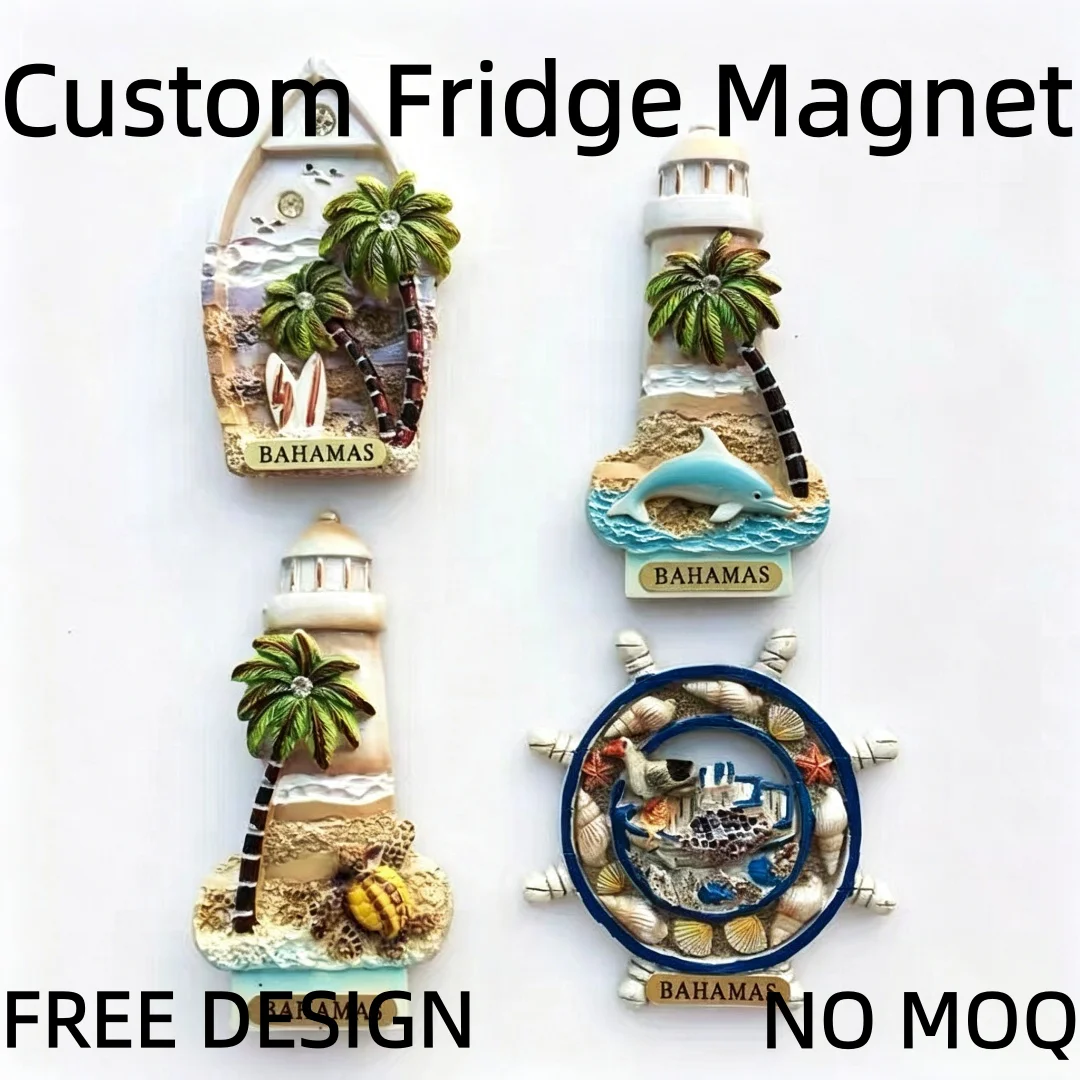 

Wholesale Custom 3D Resin Coastal Fridge Magnets Lighthouse Ship Wheel Tourist Travel Souvenir Refrigerator Decor Gifts