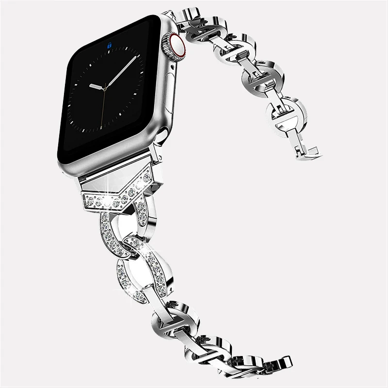 Bransoletka damska do Apple Watch 8 Band Ultra 49mm 41mm 45mm Diamond Steel Strap IWatch Series 8 7 6 5 4 3 SE 38mm 42mm 40mm 44mm