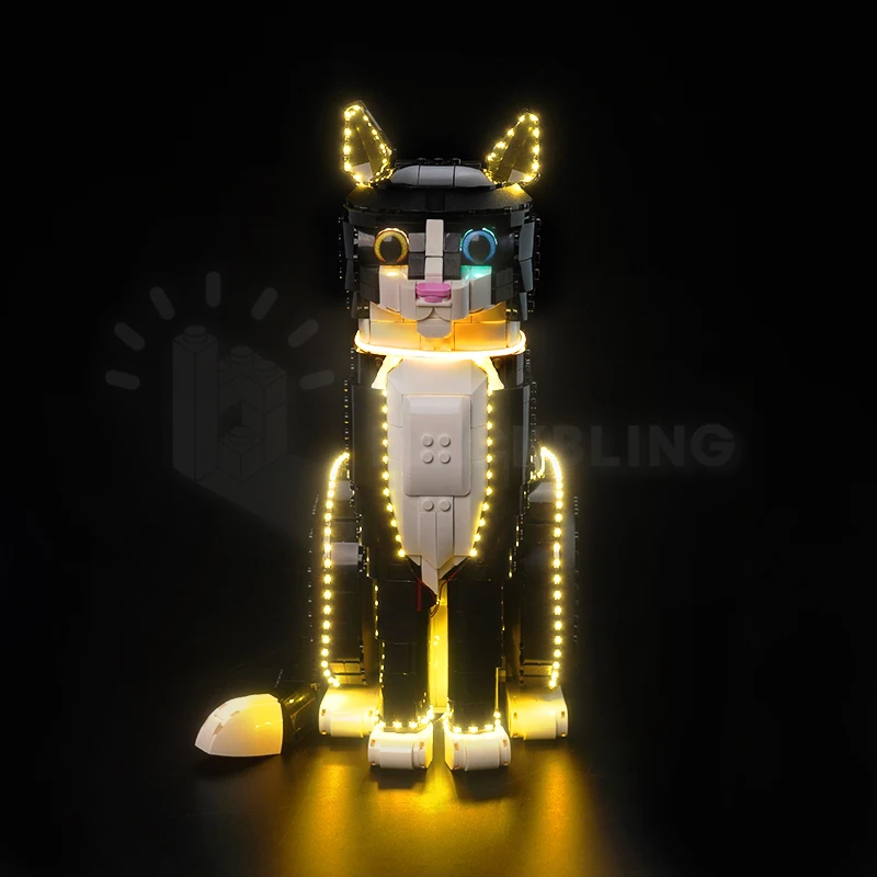 Zestaw świateł LED Brick Bling 21349, odpowiedni do klocków budowlanych Tuxedo Cat (tylko akcesoria oświetleniowe)