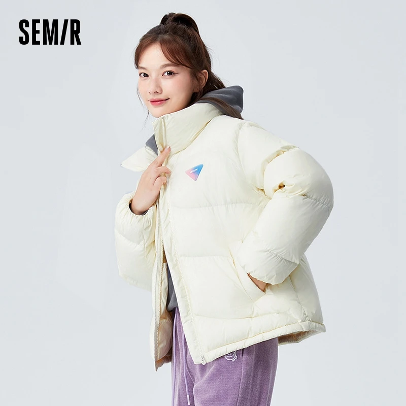 Semir Down Jacket Women Loose 2023 Winter New Milky White Design Warm Jacket