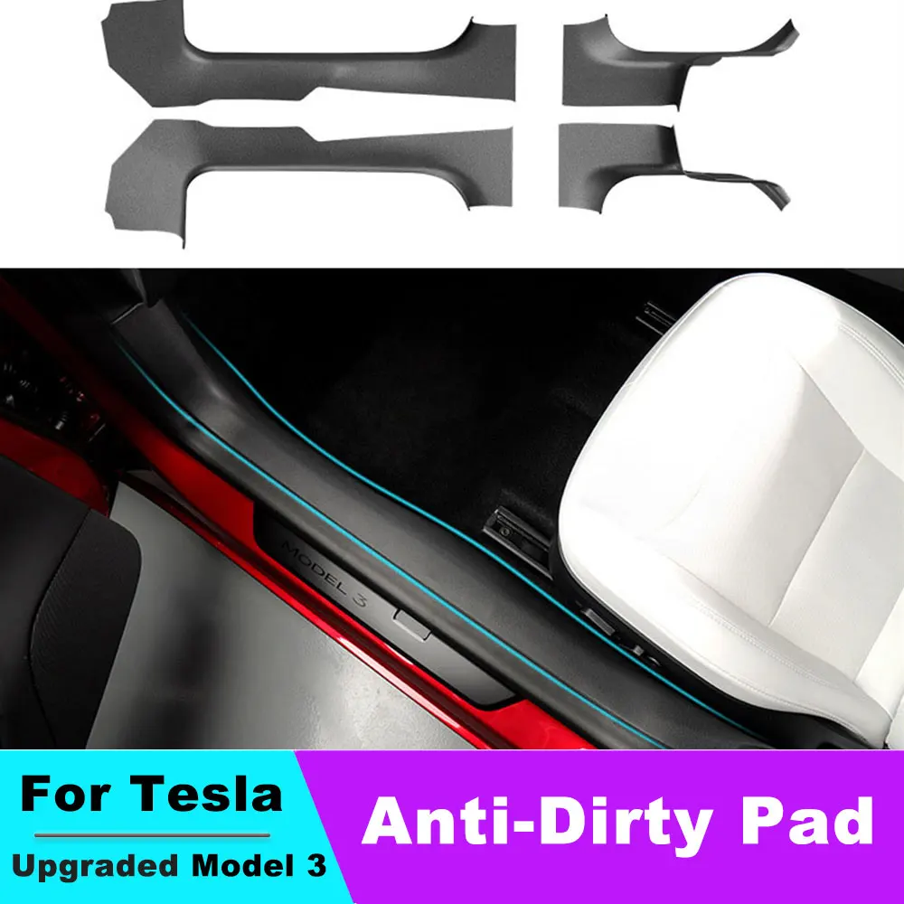 

For Tesla Model 3 Highland 2024 Car Front Rear Door TPE Threshold Protector Central Control Side Anti-kick Pad