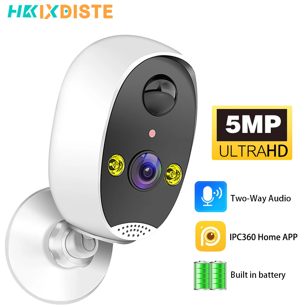 

Домашние IP-камеры с аккумулятором, уличная 5-мегапиксельная беспроводная Wi-Fi охранная сигнализация для обнаружения человека, видеозапись, камера наблюдения IPC360 для дома