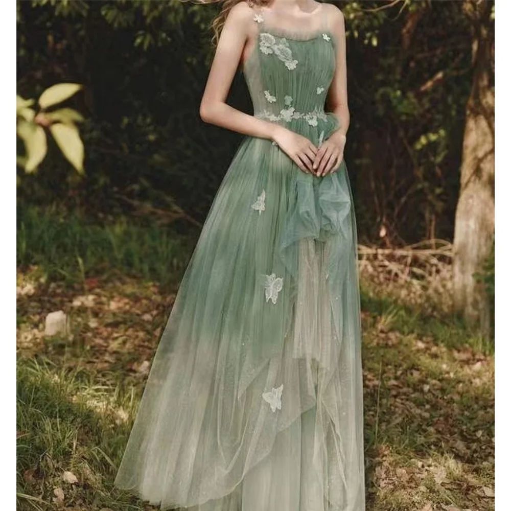 Muloong Square-Neckline Floor-Length Women Elegant And Pretty Luxury Prom Dress