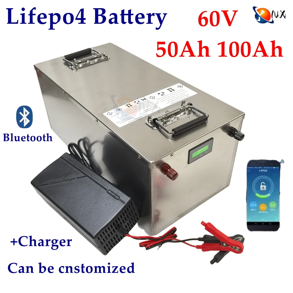 

YNX 60V 50Ah 100Ah LiFePO4 Battery Pack Built-in Bluetooth BMS Lithium Iron Phosphate For Solar Golf Cart RV Storage Boat