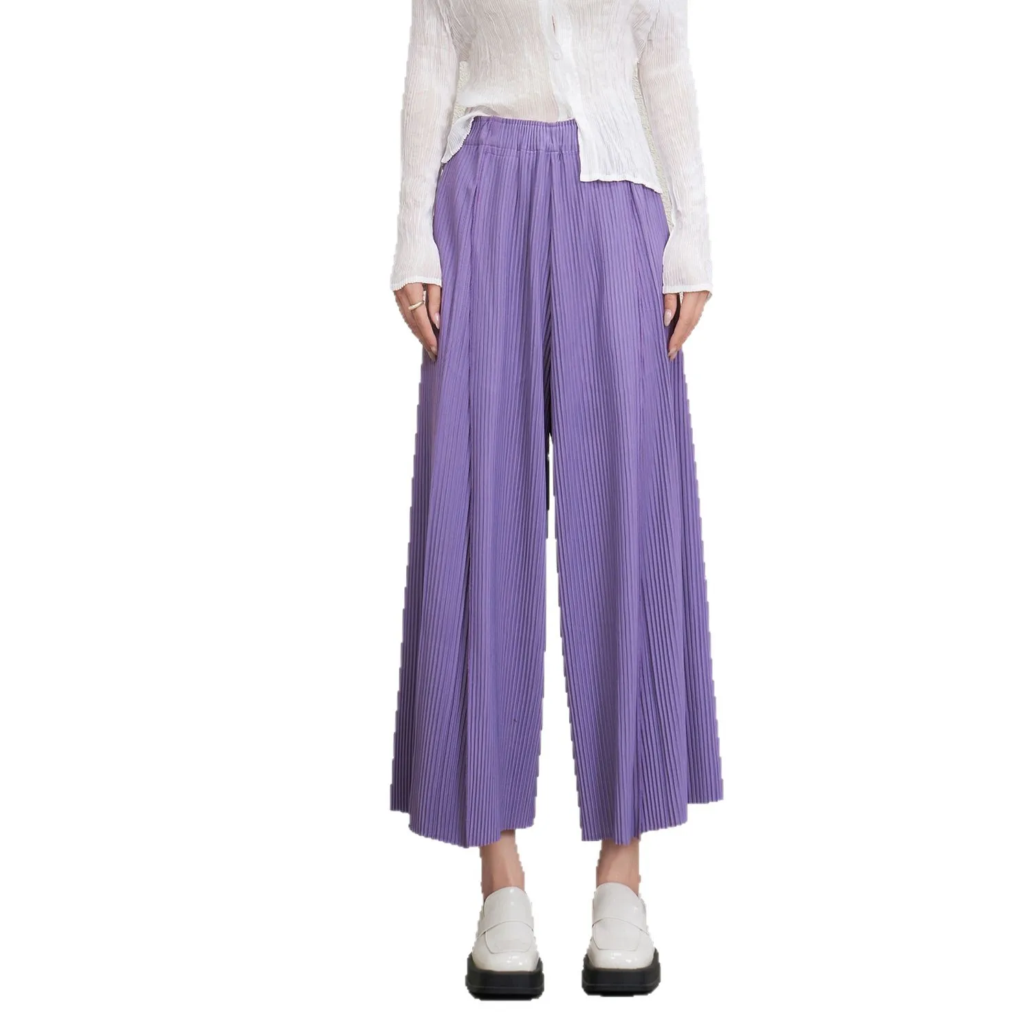 Miyake Fold Autumn Commuting Style Fold Dressing Simple Korean Versatile Comfortable High Waist Casual Pants Nine Fold Pants